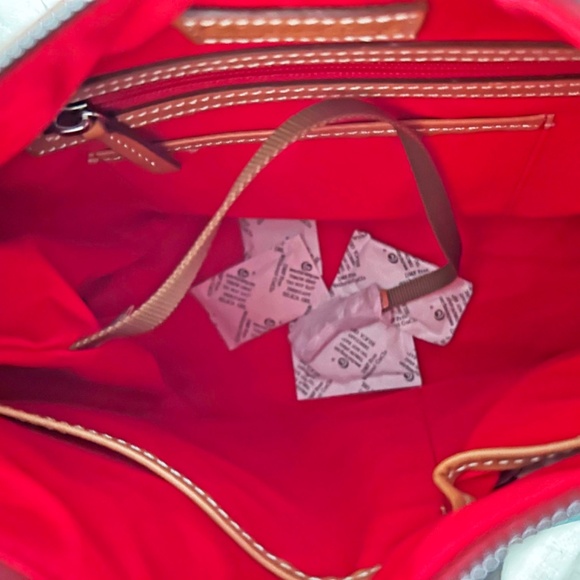 TOTE, DOONEY & BURKE, LEATHER, TURQUOISE WITH BROWN ACCENTS, ADJUSTABLE LEATHER - Picture 11 of 12